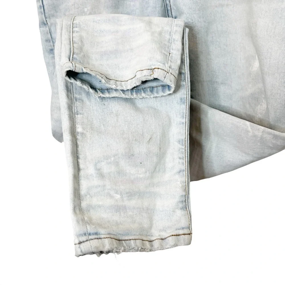 AMIRI Painter Distressed Skinny Jeans Men's Size 36 Blue Tie‎ Dye Paint Spots